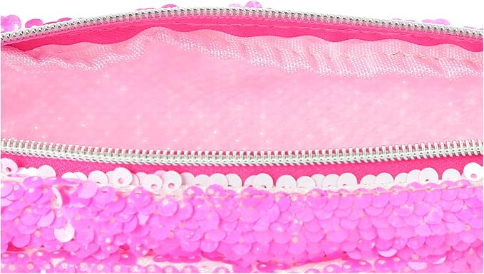 sequin pencil case Hot Pink/White