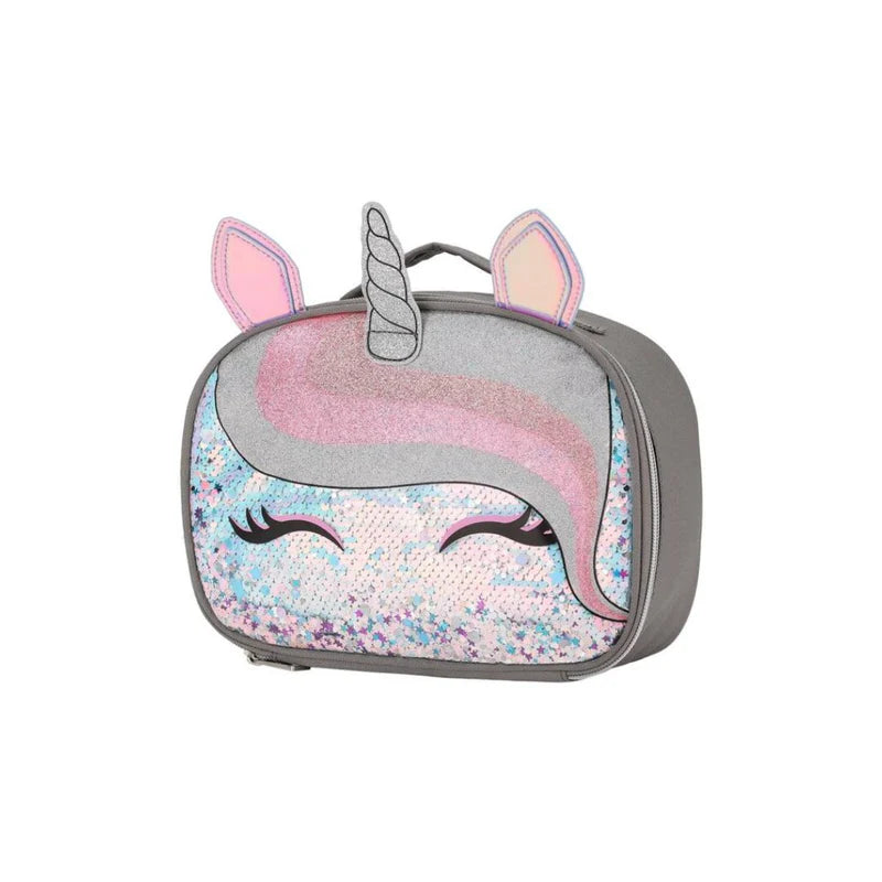 unicorn lashes glitter pocket pink Sequin Lunch bag