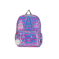 Multicolor junior student sequin backpack with letter A