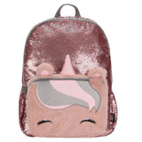 Matt Pink Sequin & Fur Unicorn Backpack