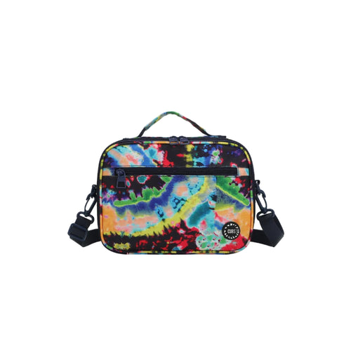 Black Tie Dye Swirls cross body lunch bag