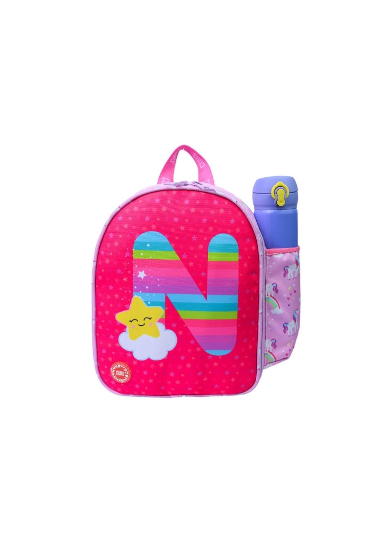 Pink Unicorn Letter N Nursery Lunch Backpack