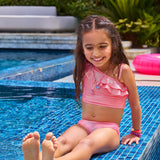 CUBS Girls Swim Suit Pink Rainbow Glitter
