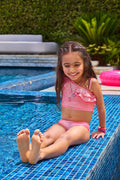 CUBS Girls Swim Suit Pink Rainbow Glitter