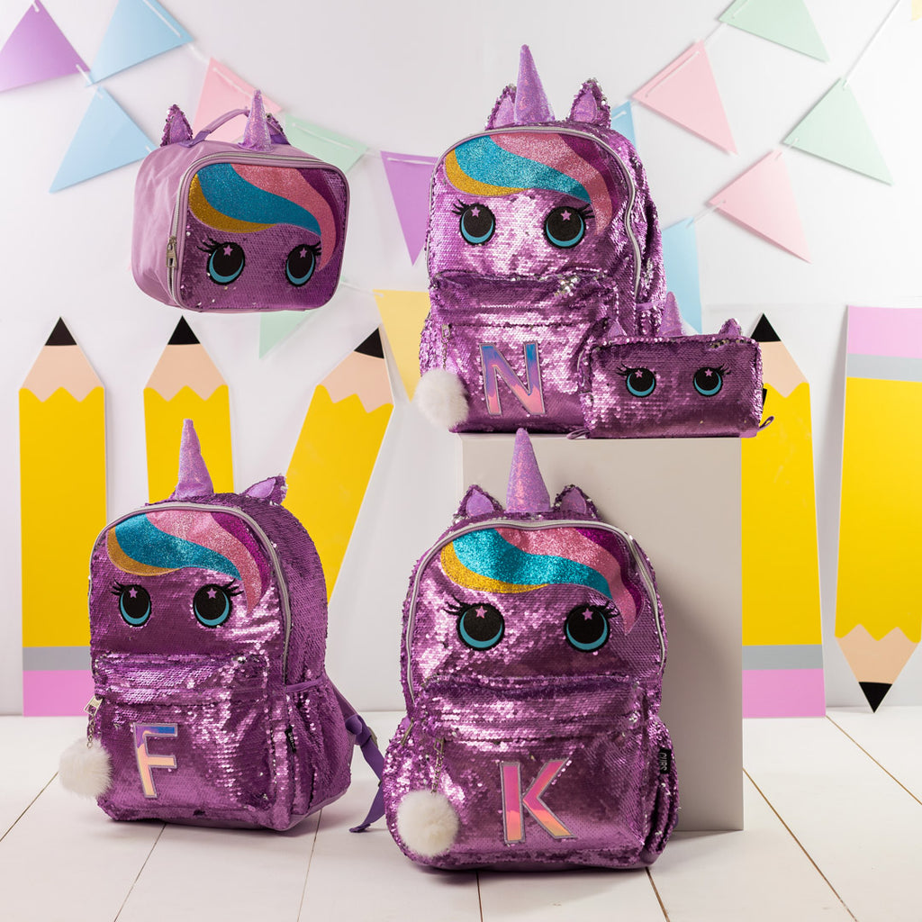 Cute Purple Unicorn Sequin Letter K