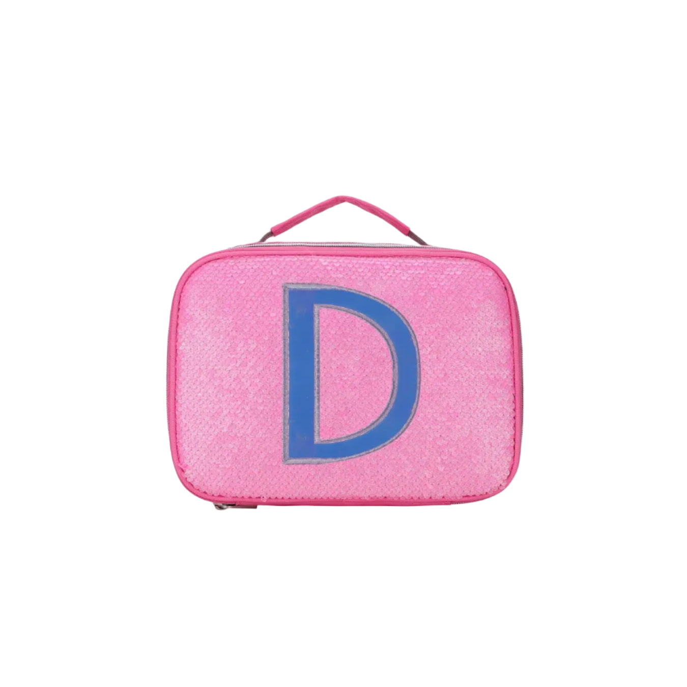 Pink Sequin lunch bag with Letter D