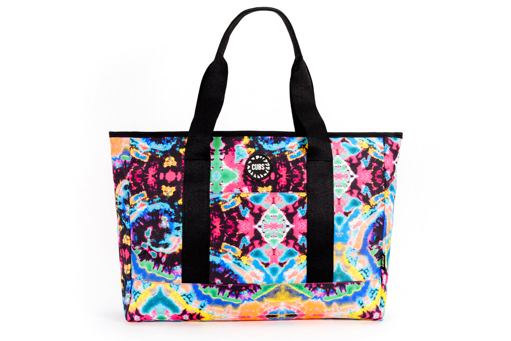 Tie Dye Swirls Black women Single Face tote bag