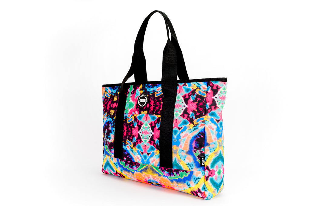 Tie Dye Swirls Black women Single Face tote bag
