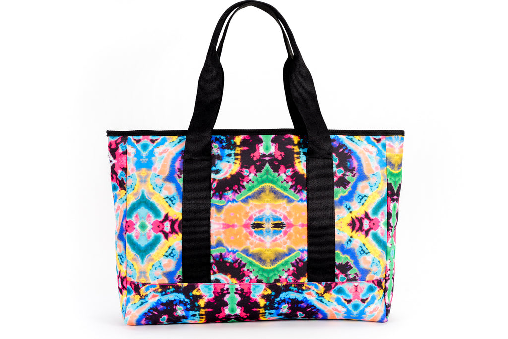 Tie Dye Swirls Black women Single Face tote bag