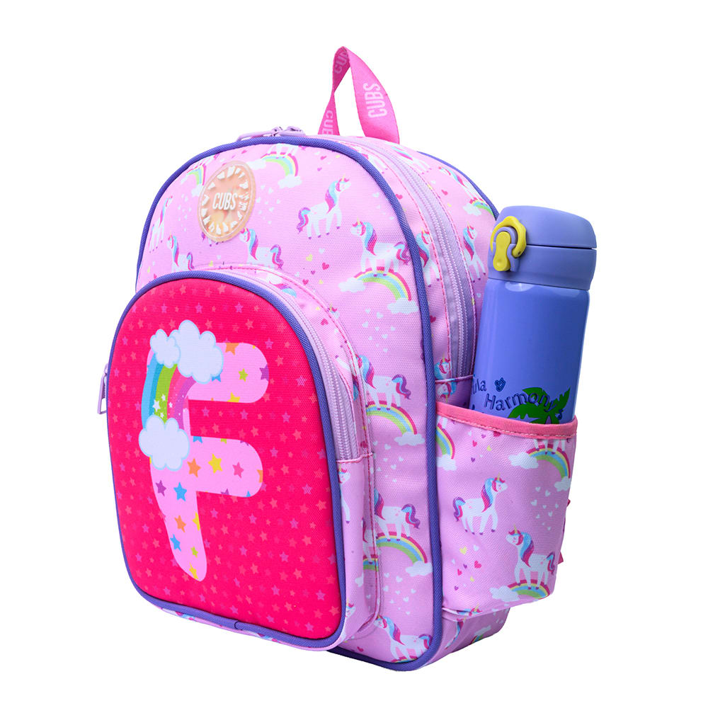 Pink Unicorn Letter F Nursery Backpack