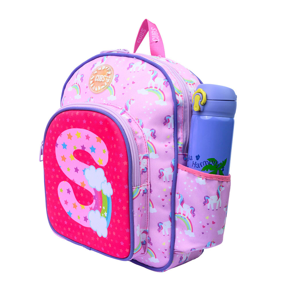 Pink Unicorn Letter S Nursery Backpack