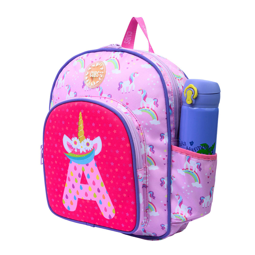 Pink Unicorn Letter A Nursery Backpack