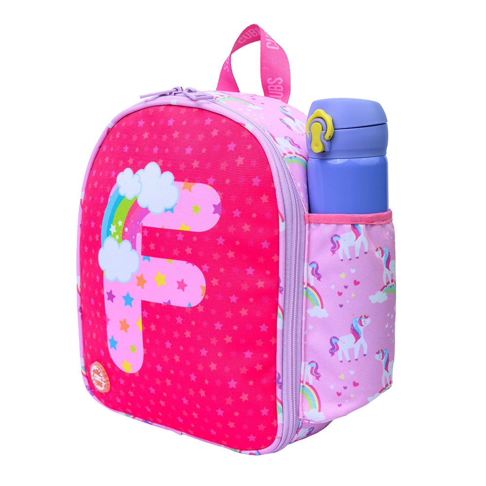 Pink Unicorn Letter F Nursery Lunch Backpack