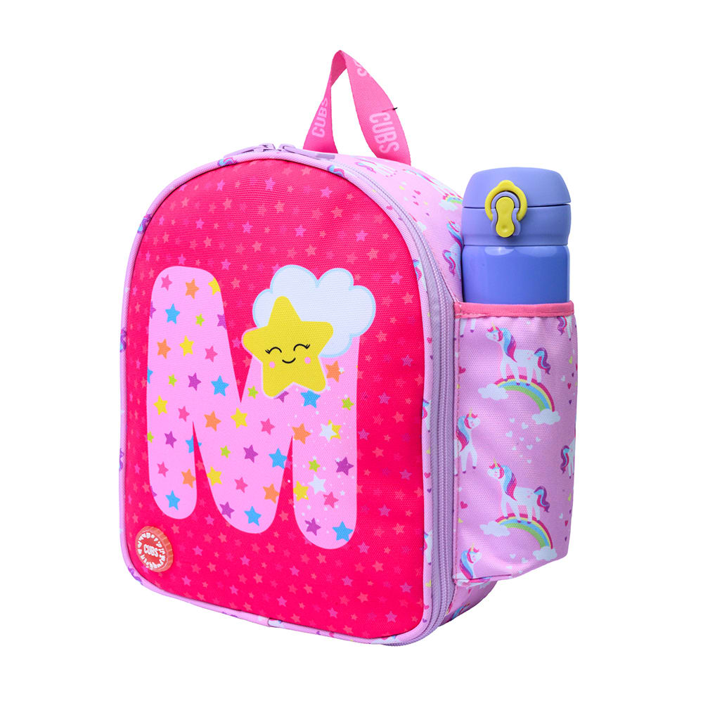 Pink Unicorn Letter M Nursery Lunch Backpack