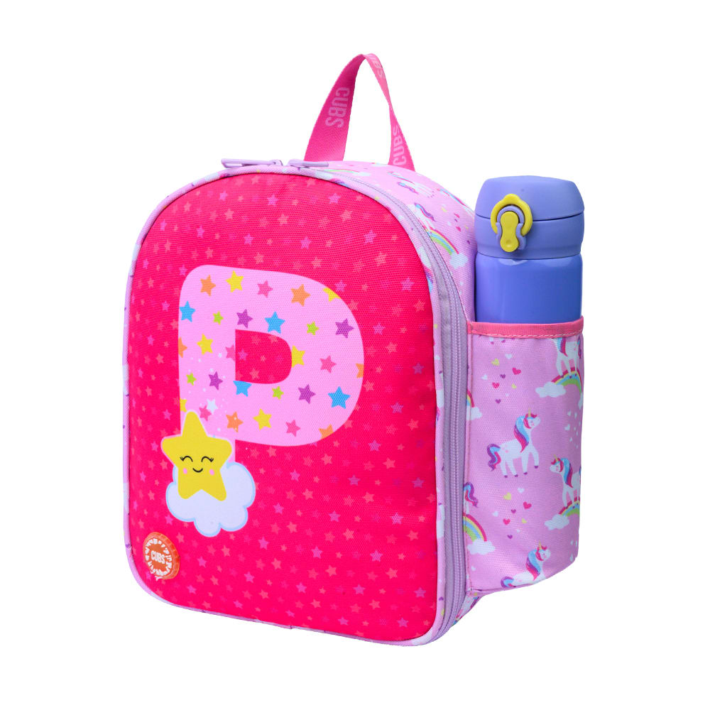Pink Unicorn Letter P Nursery Lunch Backpack