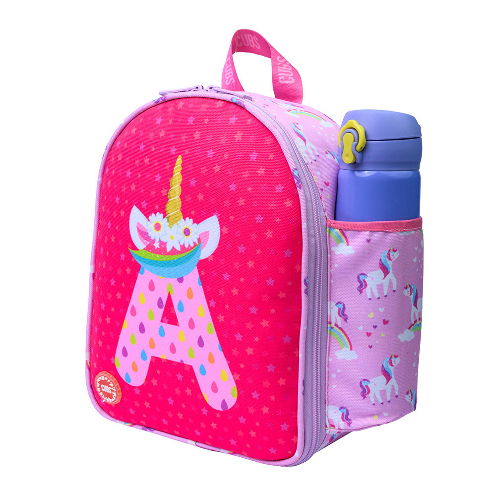 Pink Unicorn Letter A Nursery Lunch Backpack