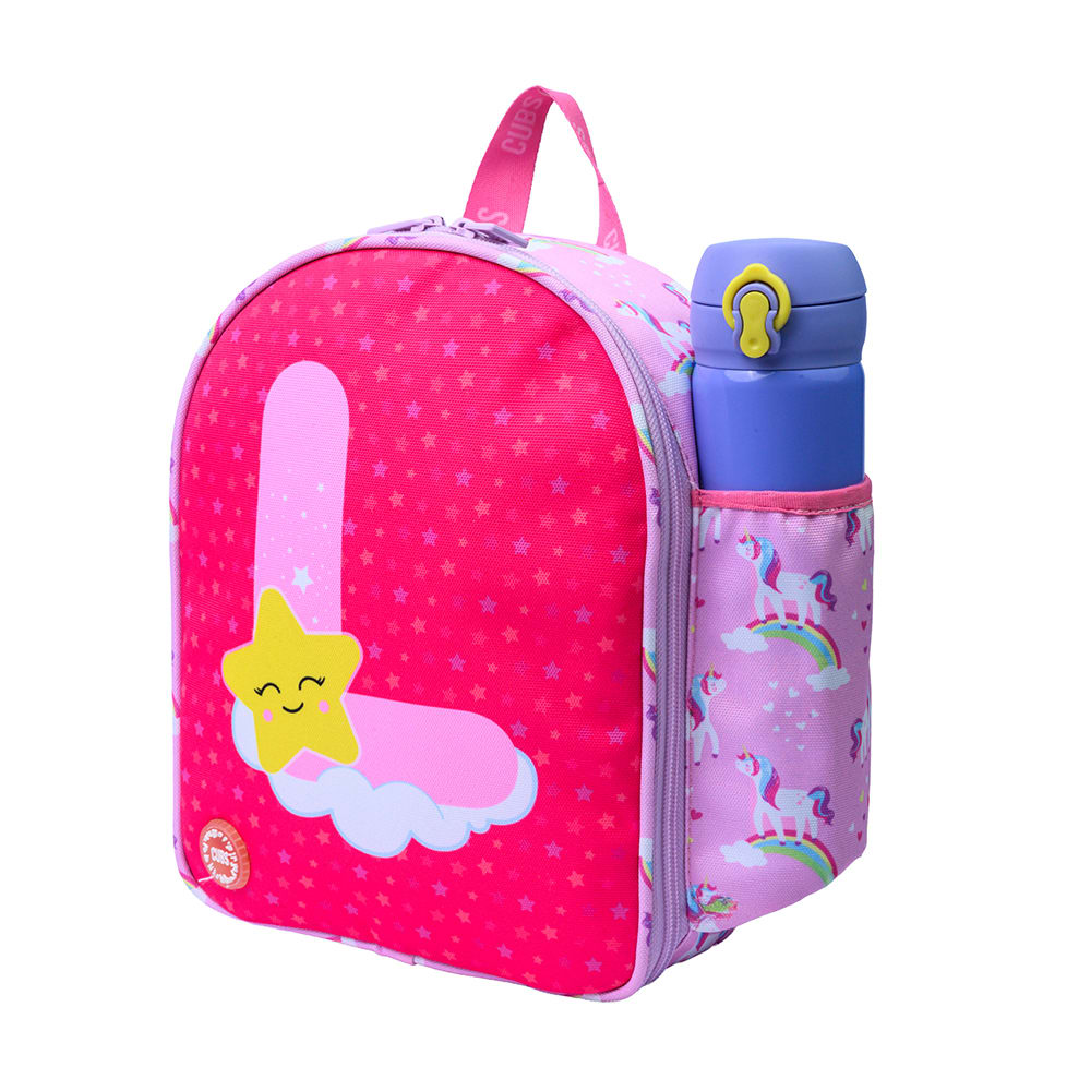 Pink Unicorn Letter L Nursery Lunch Backpack