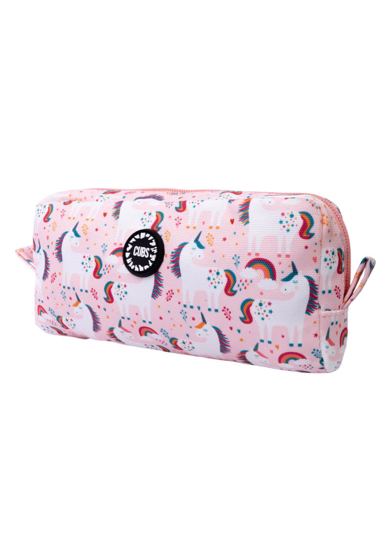 Peach Unicorns & Rainbows Pencil case