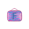 Multicolor sequin lunch bag with letter F