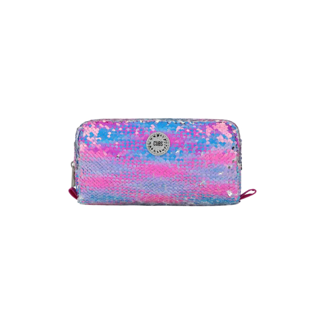 Multicolor sequin pencil case