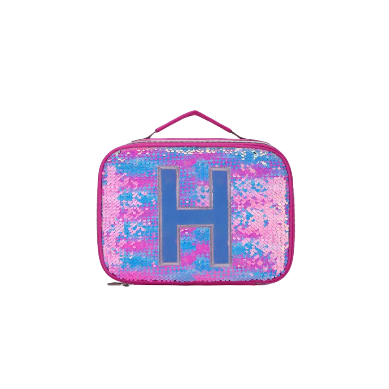 Multicolor sequin lunch bag with letter H