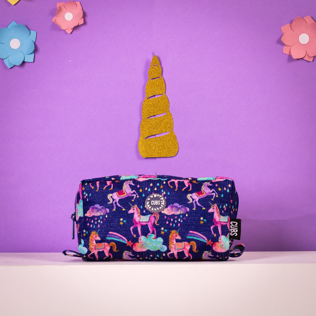 Navy Blue Baby Unicorn Glittery pencil case