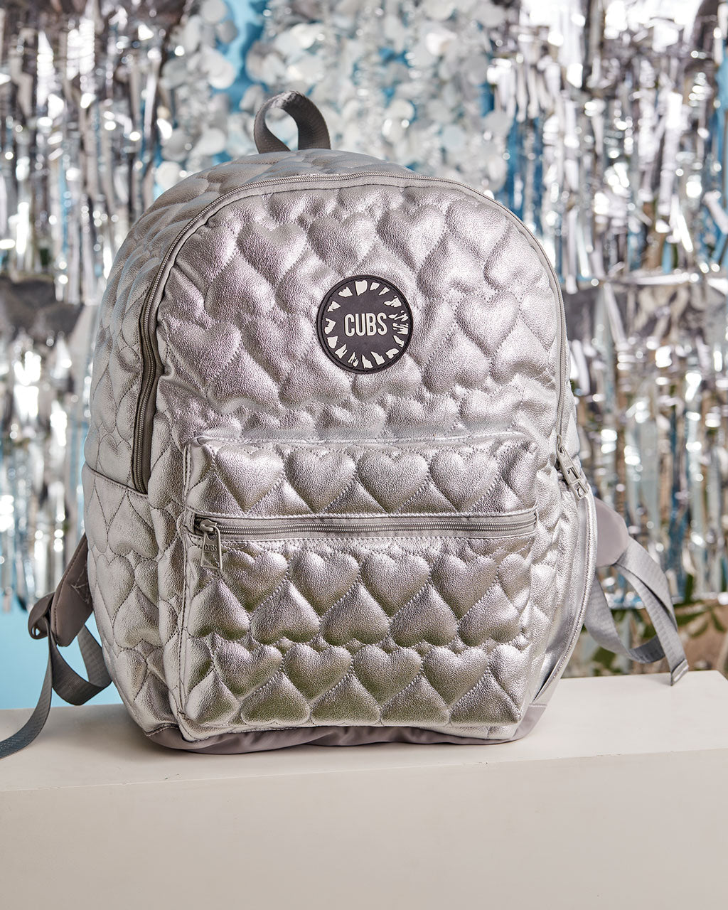Shiny Silver High School Backpack