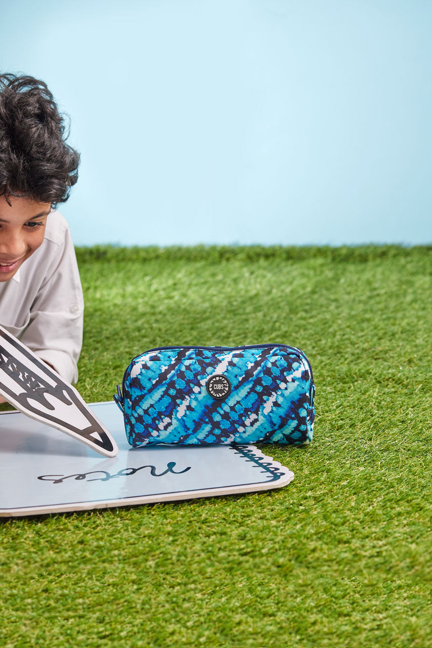Water Color Turquoise Tie Dye Pencil Case