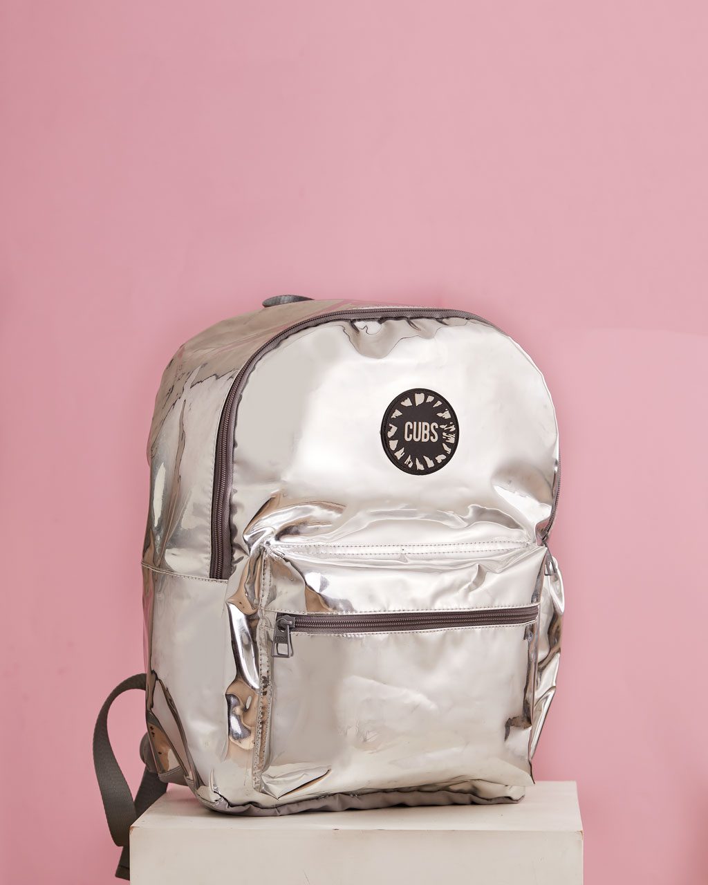 Holographic Silver High School Backpack