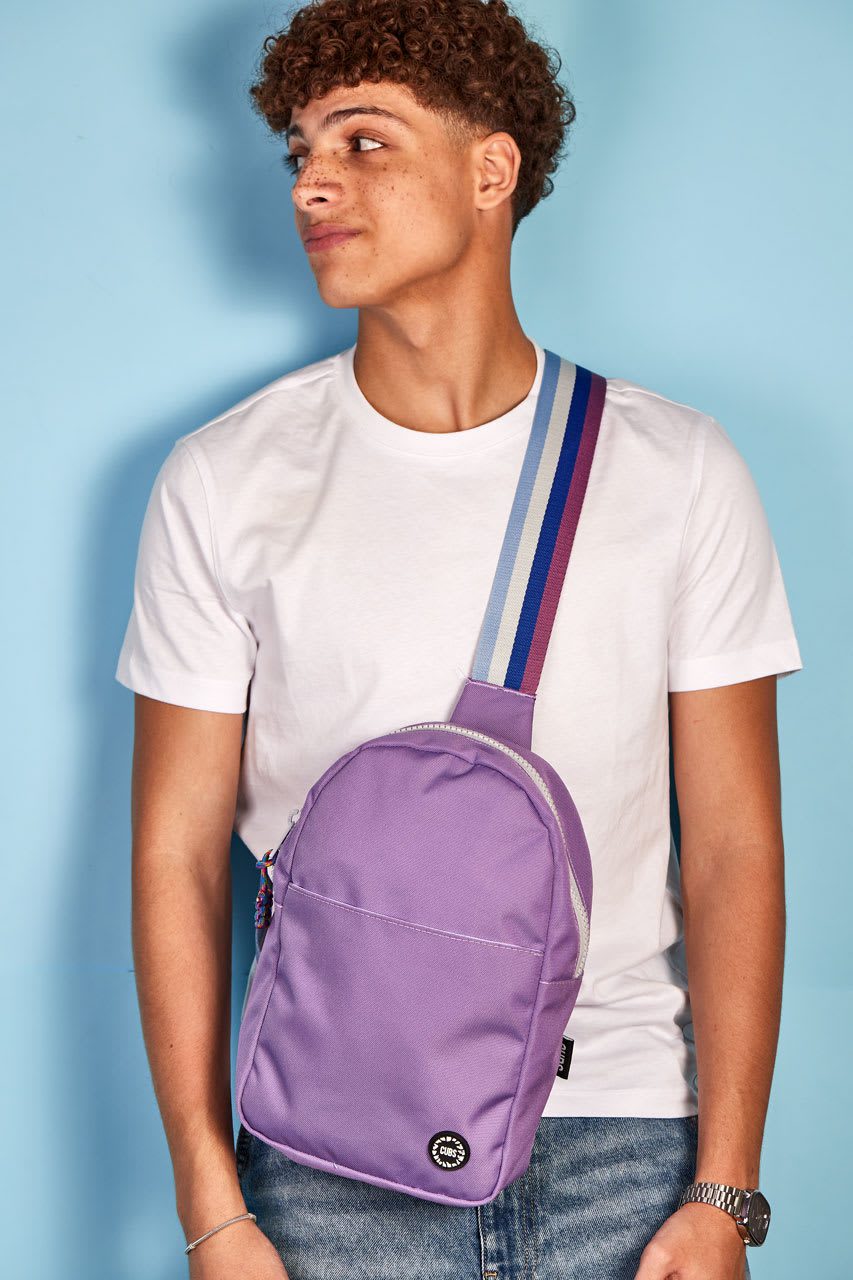 Lilac/grey Sling Bag Front Pocket