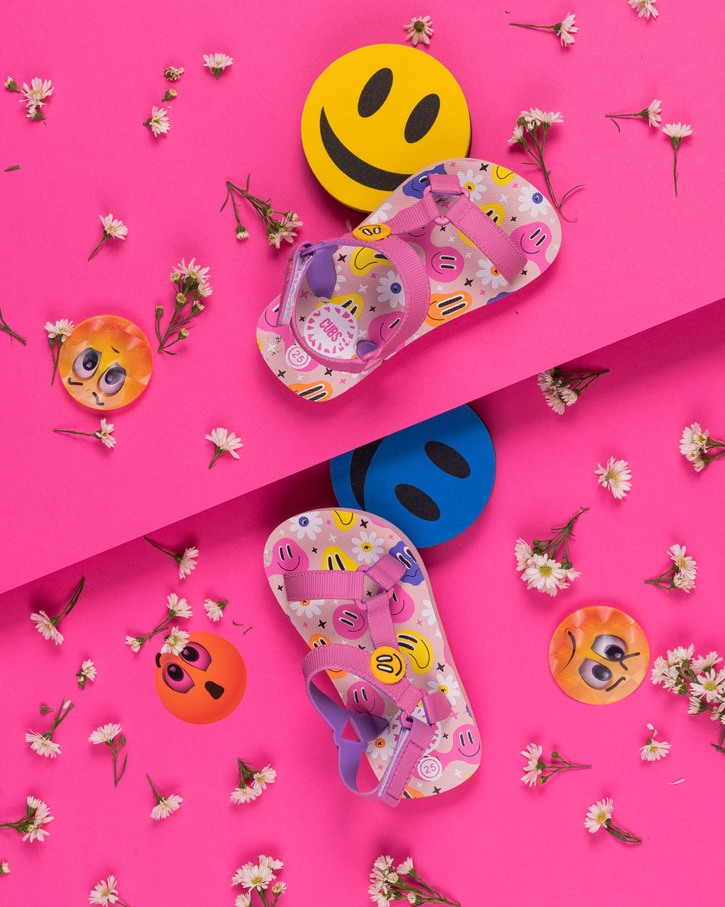 Pink Smiles and flowers Baby Girl Sling CUBS Sandal
