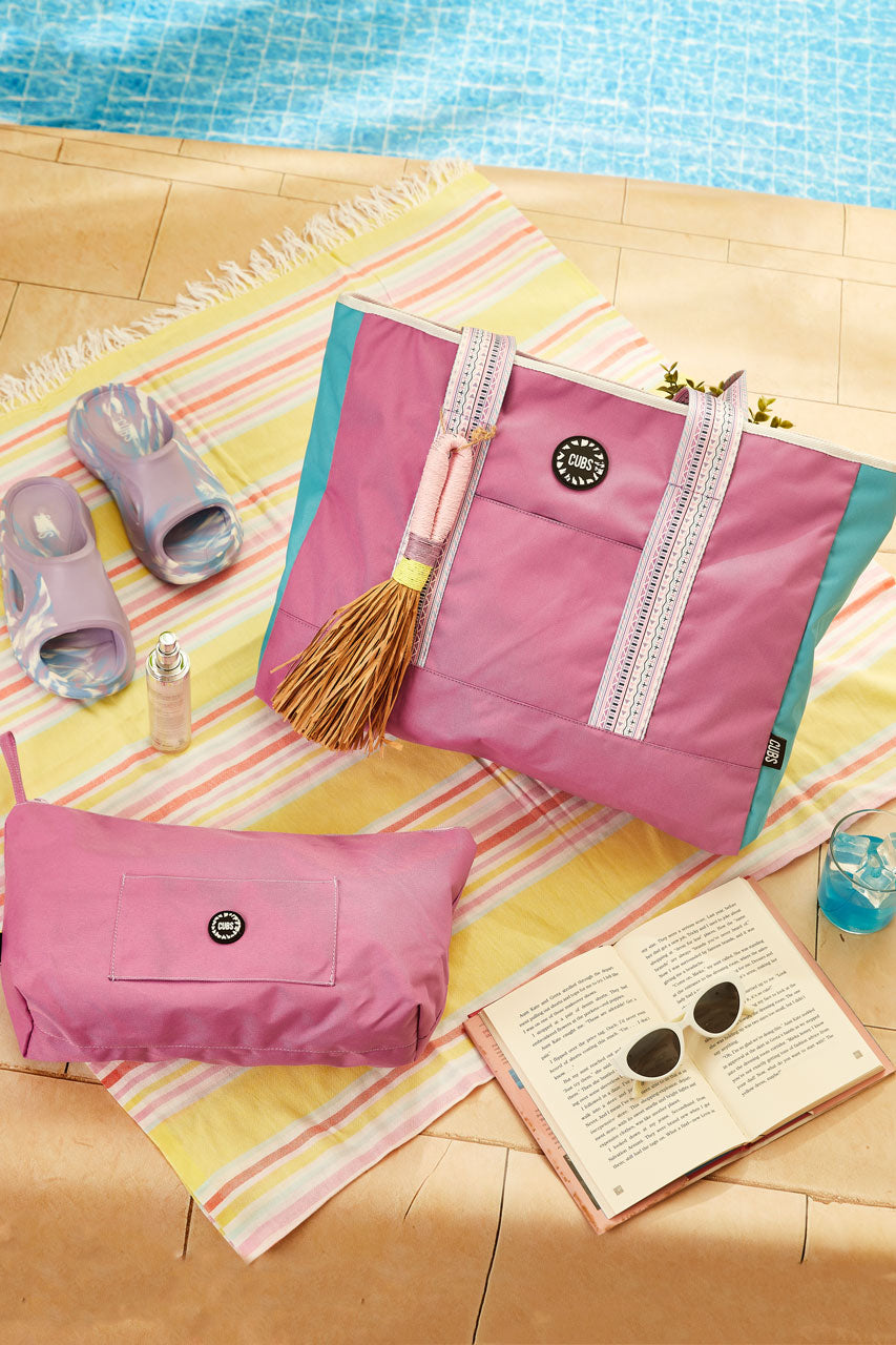Purple & White Single Tote Bag