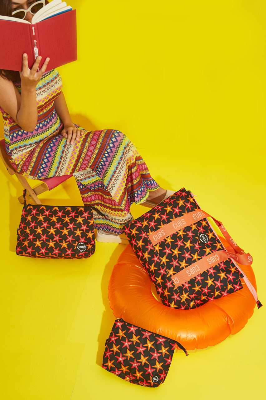 Tie Dye and Black Stars Double Face Tote Bag
