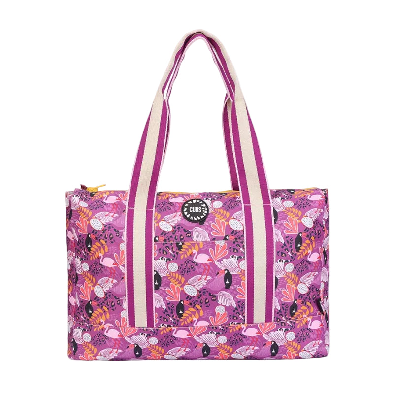 Lilac Pigon Forest and Pineapples Double Face Tote Bag
