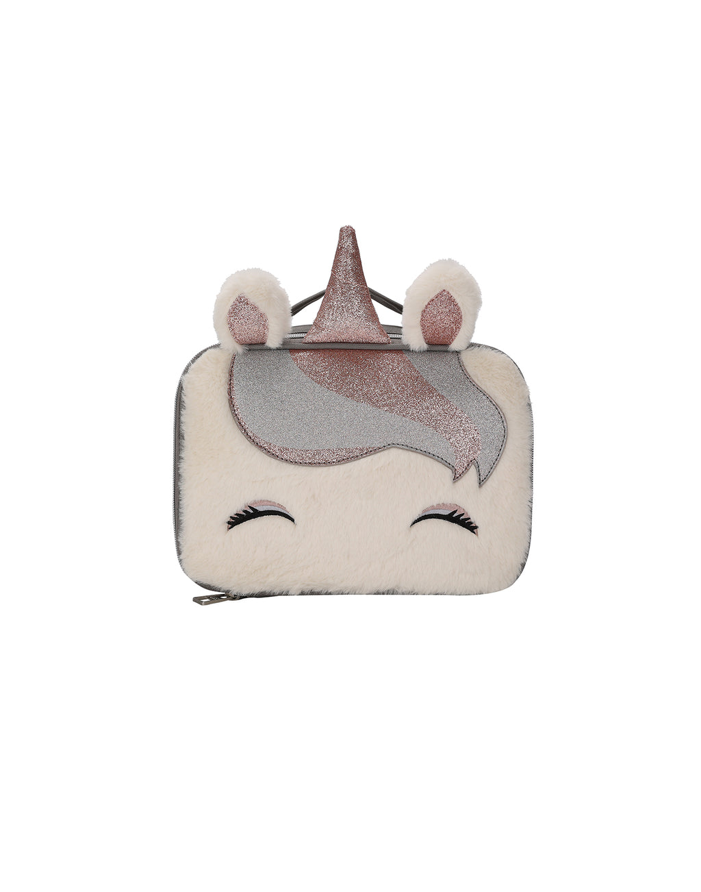 Matt gold Sequin and Fur Unicorn lunch bag