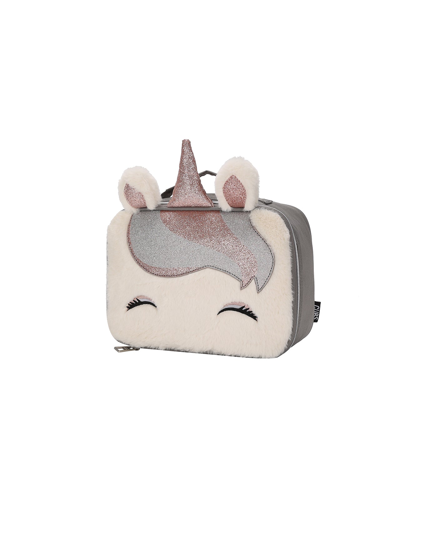 Matt gold Sequin and Fur Unicorn lunch bag
