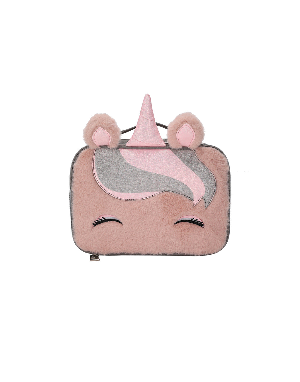 Matt pink Sequin and Fur Unicorn lunch bag