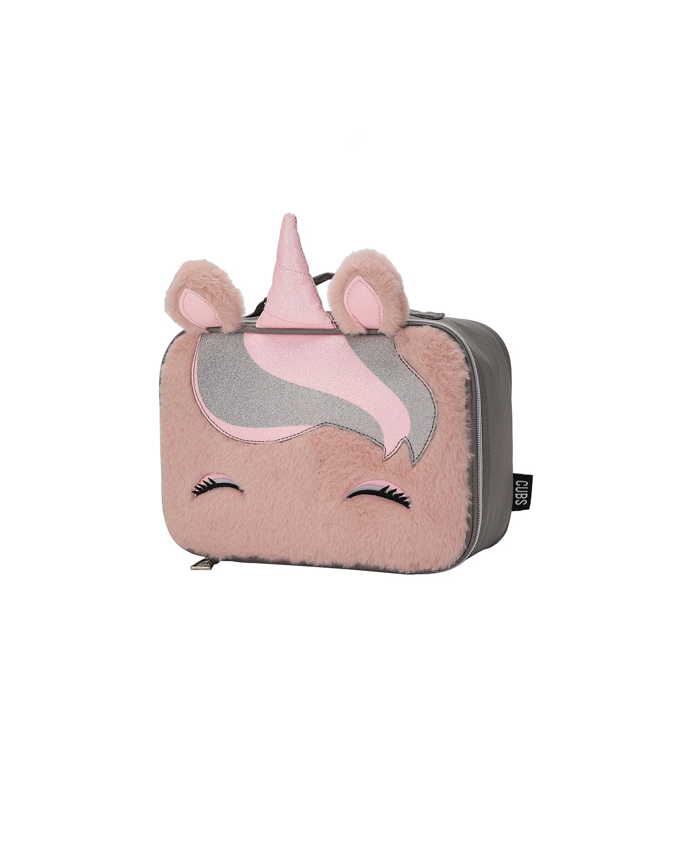 Matt pink Sequin and Fur Unicorn lunch bag
