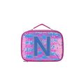 Multicolor sequin lunch bag with letter N