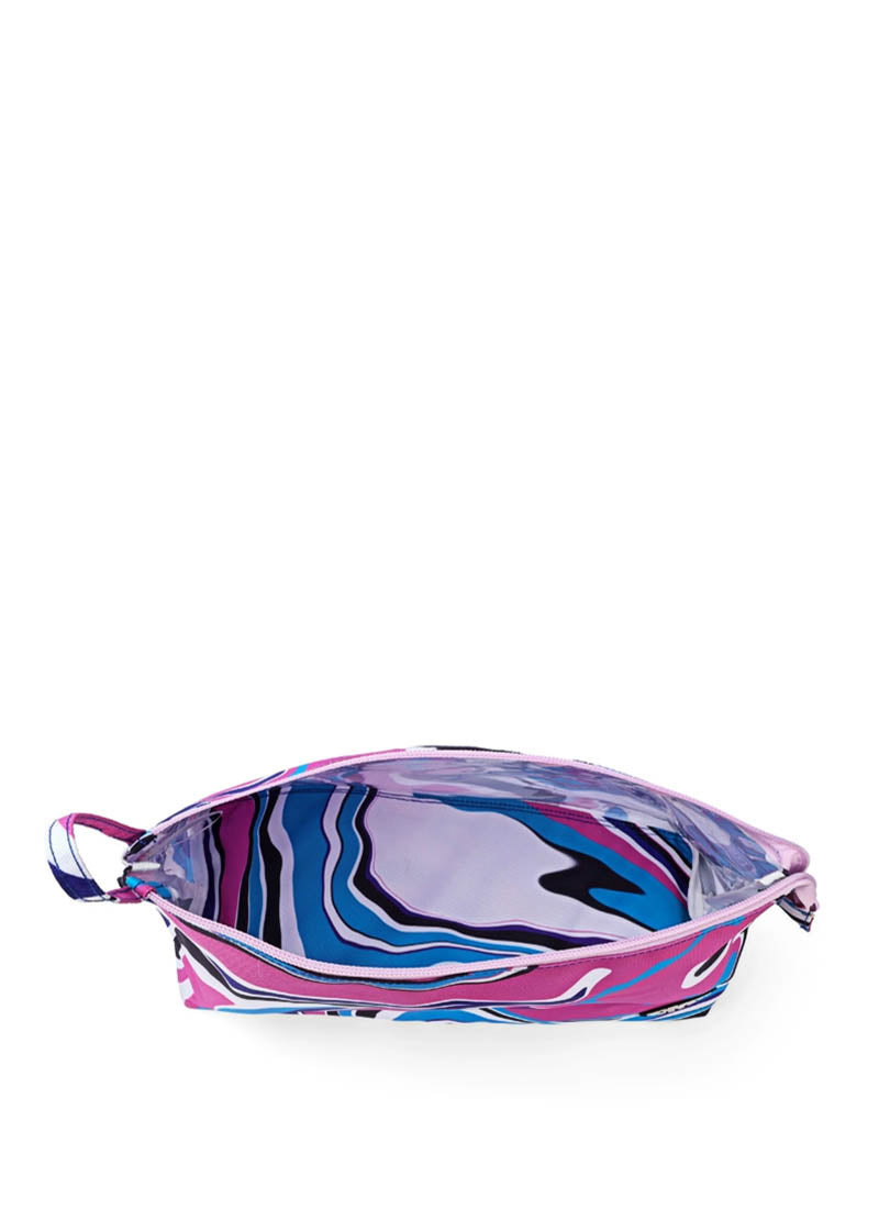 Pink and Turquoise Swirls Large Pouch