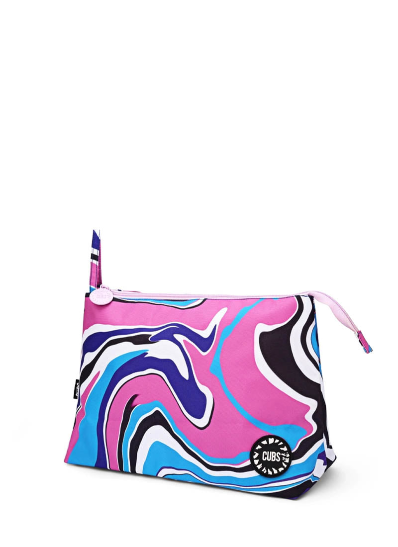 Pink and Turquoise Swirls Large Pouch