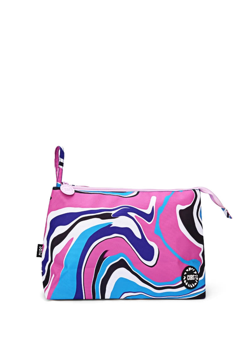 Pink and Turquoise Swirls Large Pouch