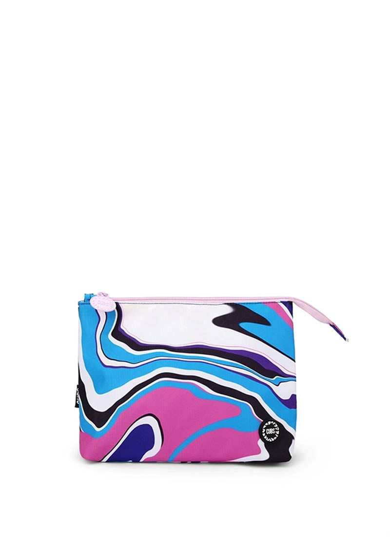 Pink And Turquoise Swirls Medium Pouch