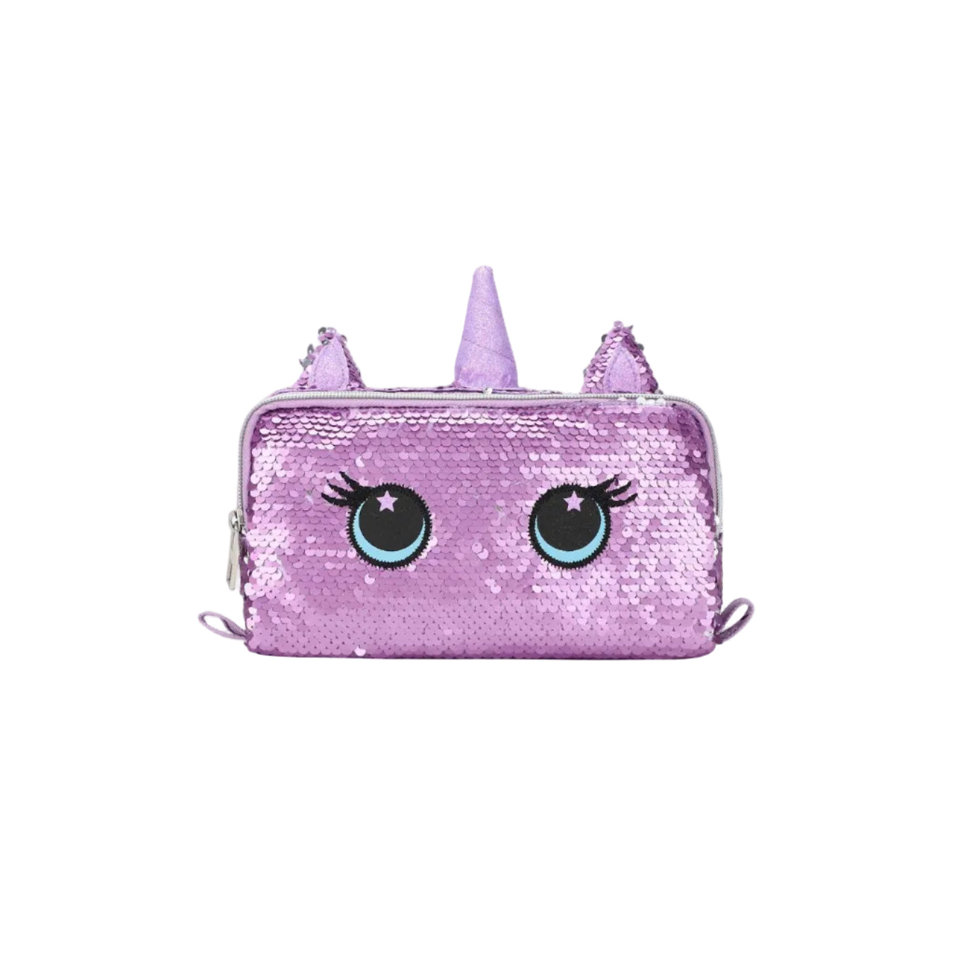 Cute Purple Unicorn sequin pencil case