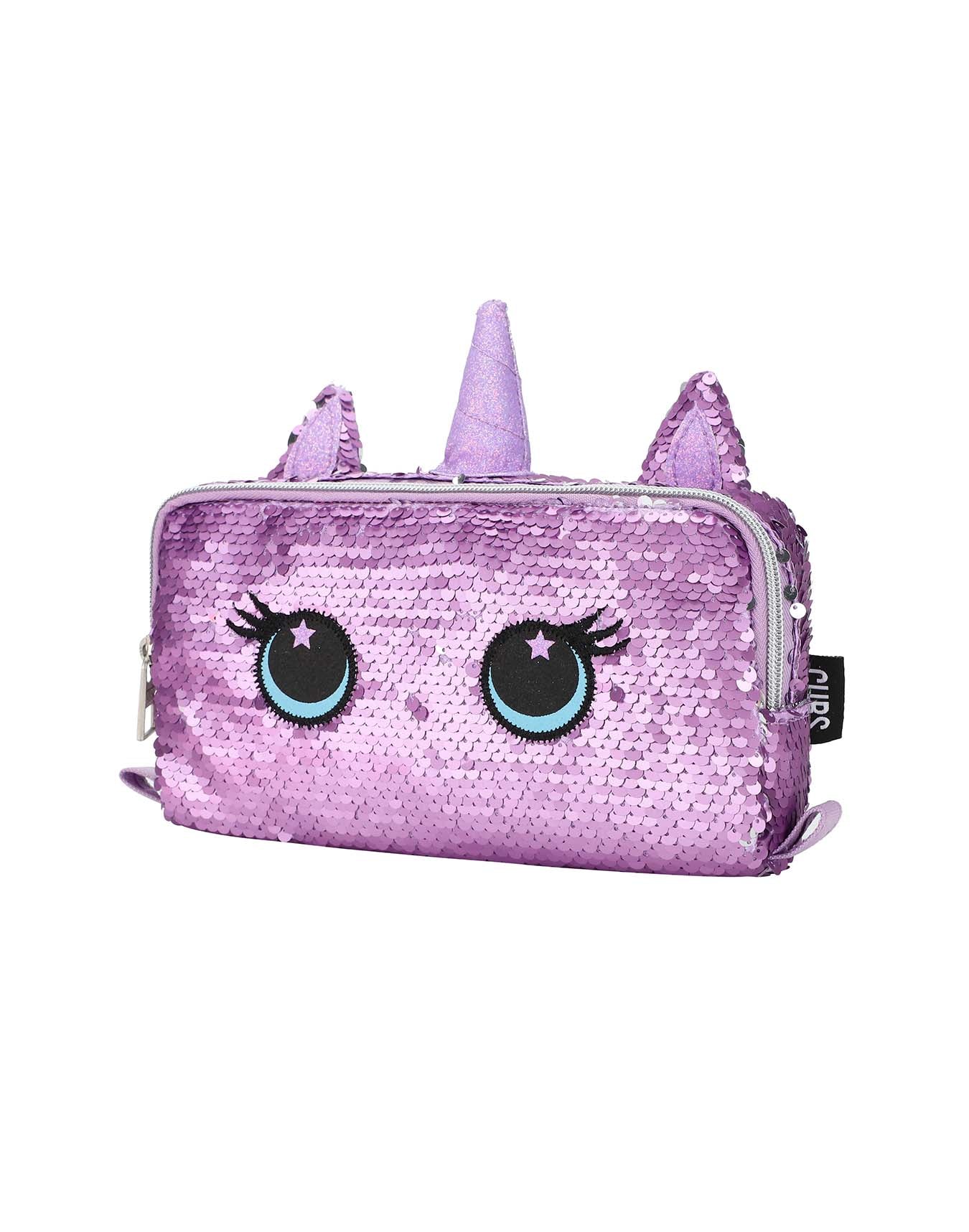 Cute Purple Unicorn sequin pencil case