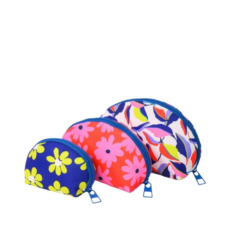 Retro Flowers Make-Up Round Bags