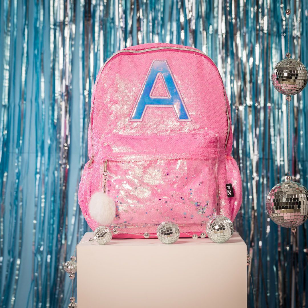 Pink Sequin with Letter A