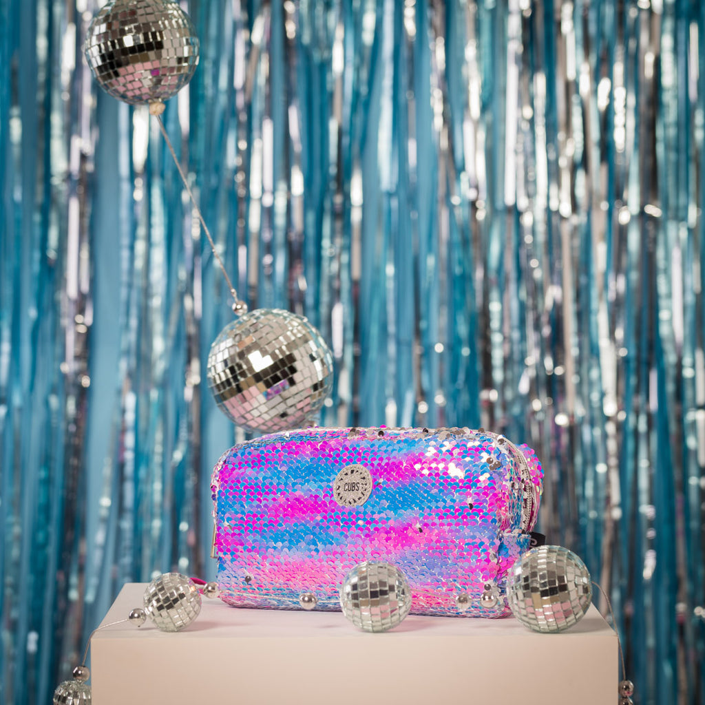 Multicolor sequin pencil case