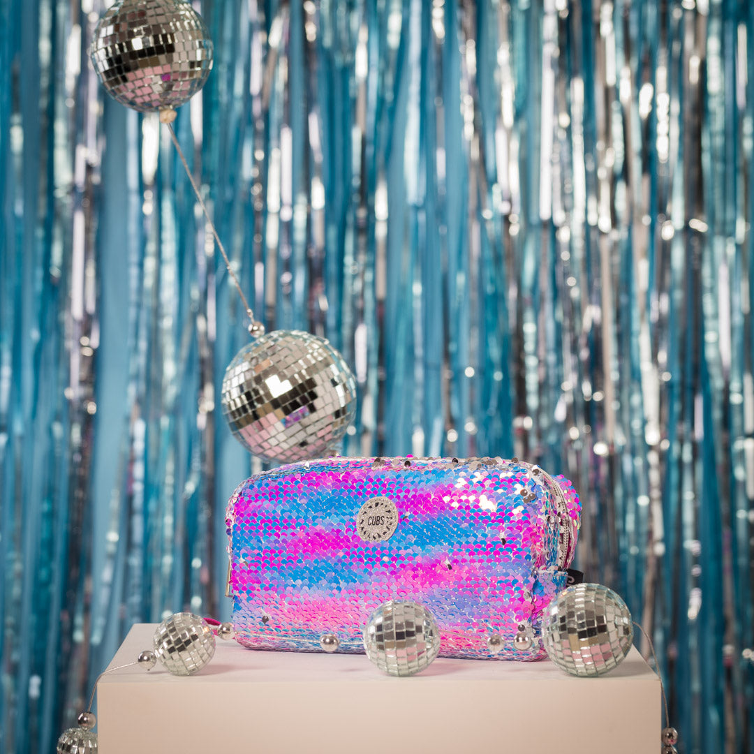 Multicolor sequin pencil case