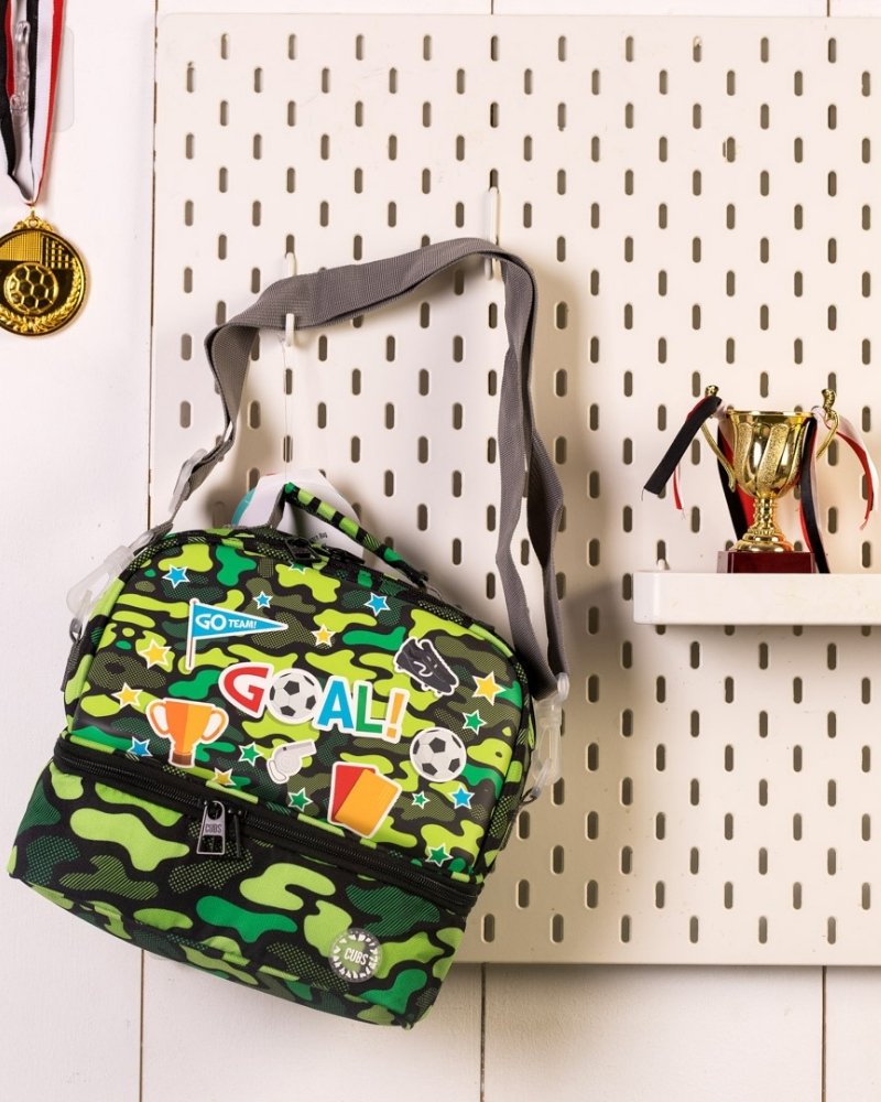 Football Green Camo Hard Top Lunch Bag